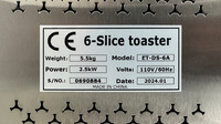 6 Slice Commercial Toaster 110V/60HZ ET-DS-6A