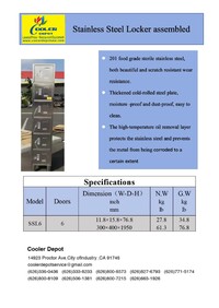 NSF 6 Door Stainless Steel Locker assembled HT-L-6
