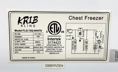 NSF Single Door food Chest Freezer 3.5 Cu FLG-72Q-WHITE