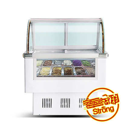 220V Commercial Frozen  Ice Cream Showcase Hard Ice Cream Cabinet 12Pan FastShip 