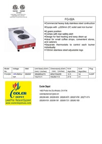 NSF Two Burner Heavy Duty Electric Hot Plate hotplate FG-02A