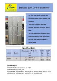 NSF 9 Door Stainless Steel Locker assembled HT-L-9