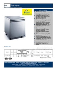 NSF Undercounter refrigerator 27 ins UUC-27R