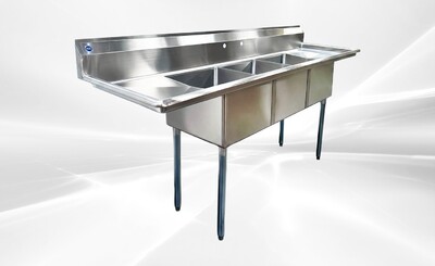 90 ins Stainless Steel 3 Compartment Sink NSF HN-C3T181812-18LR