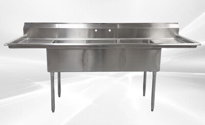 90 ins Stainless Steel 3 Compartment Sink NSF HN-C3T181812-18LR