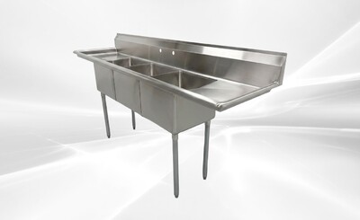 90 ins Stainless Steel 3 Compartment Sink NSF HN-C3T181812-18LR