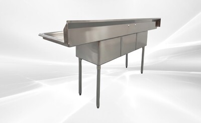 90 ins Stainless Steel 3 Compartment Sink NSF HN-C3T181812-18LR
