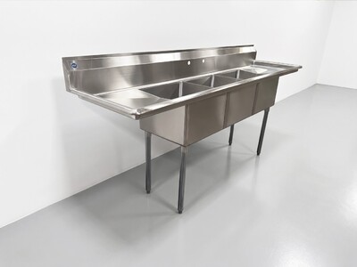90 ins Stainless Steel 3 Compartment Sink NSF HN-C3T181812-18LR