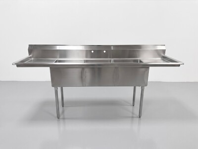 90 ins Stainless Steel 3 Compartment Sink NSF HN-C3T181812-18LR