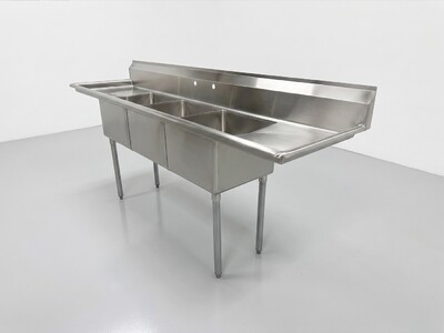 90 ins Stainless Steel 3 Compartment Sink NSF HN-C3T181812-18LR