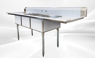 102 in Stainless Steel 3 Compartment sink NSF HN-C3T182412-24LR