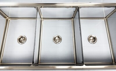 102 in Stainless Steel 3 Compartment sink NSF HN-C3T182412-24LR