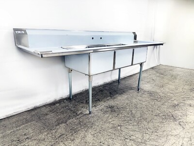 102 in Stainless Steel 3 Compartment sink NSF HN-C3T182412-24LR