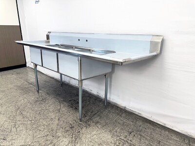 102 in Stainless Steel 3 Compartment sink NSF HN-C3T182412-24LR