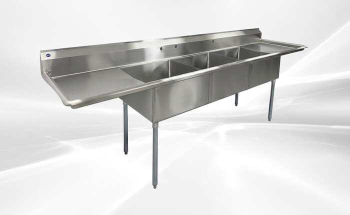 120 in Stainless Steel 3 Compartment sink NSF HN-C3T242412-24LR