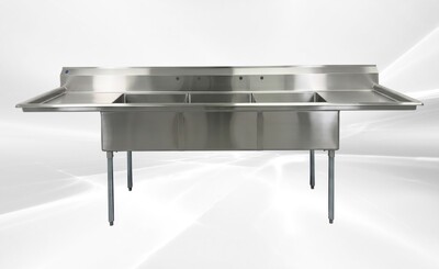 120 in Stainless Steel 3 Compartment sink NSF HN-C3T242412-24LR