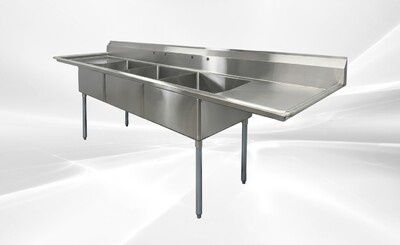 120 in Stainless Steel 3 Compartment sink NSF HN-C3T242412-24LR
