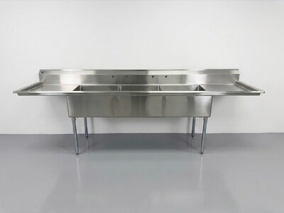 120 in Stainless Steel 3 Compartment sink NSF HN-C3T242412-24LR