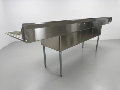120 in Stainless Steel 3 Compartment sink NSF HN-C3T242412-24LR
