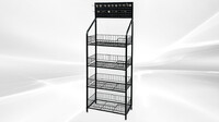 4 Shelfs Angled Mobile Merchandising Rack display DW4R