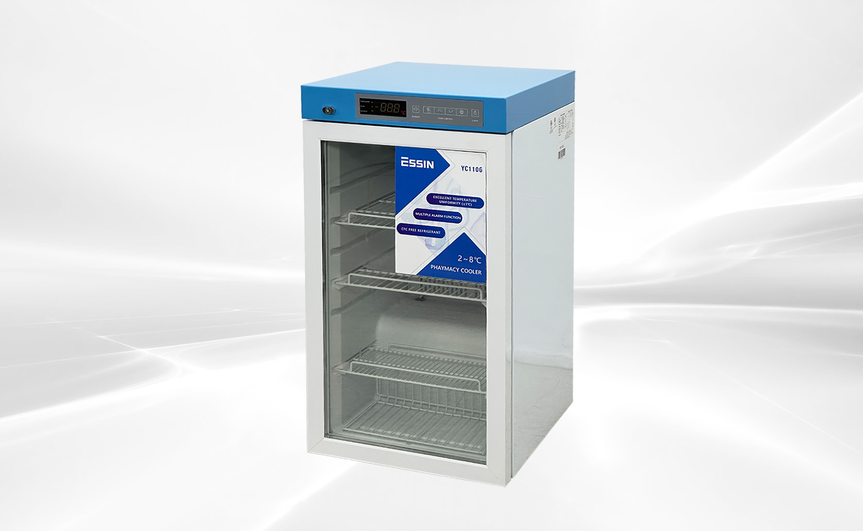 NSF Glass Door Pharmacy Refrigerator 3.18 CU.FT YC110G