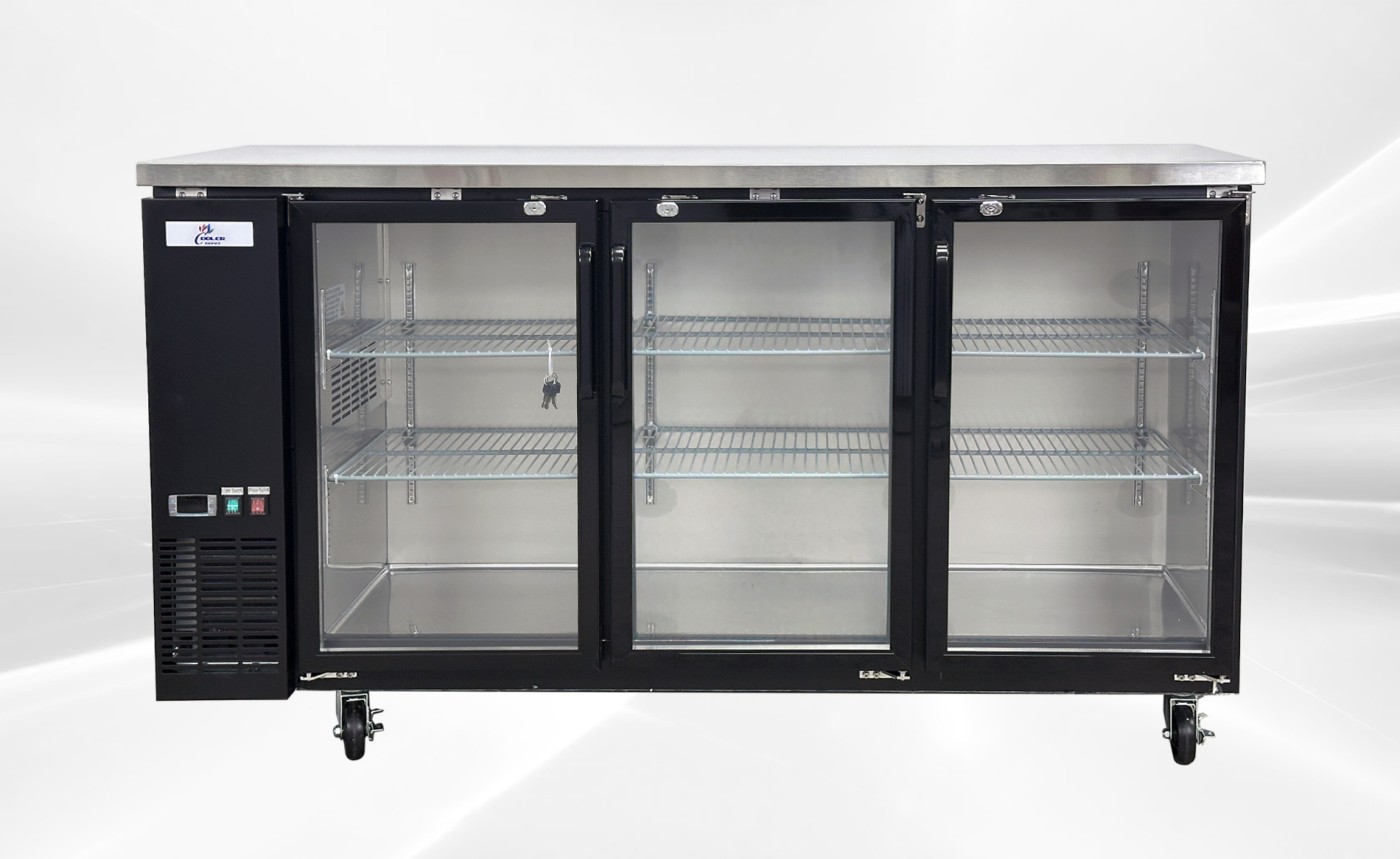 NSF 72 ins Beer Bar Glass Door Refrigerator Black case UBB24-72G