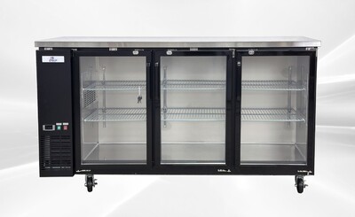 NSF 72 ins Beer Bar Glass Door Refrigerator Black case UBB24-72G
