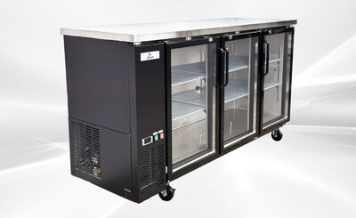 NSF 72 ins Beer Bar Glass Door Refrigerator Black case UBB24-72G