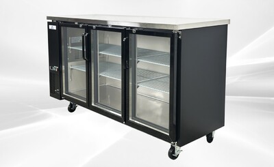 NSF 72 ins Beer Bar Glass Door Refrigerator Black case UBB24-72G
