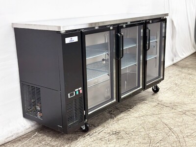NSF 72 ins Beer Bar Glass Door Refrigerator Black case UBB24-72G