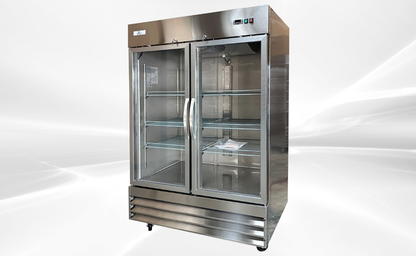 2 Glass Door Stainless Steel Commercial Refrigerator NSF CFD-2RR