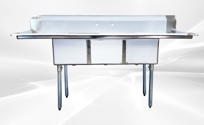 75 ins Stainless Steel 3 Compartment Sink NSF HN-C3T151512-15LR