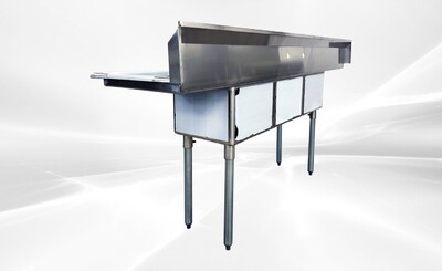 75 ins Stainless Steel 3 Compartment Sink NSF HN-C3T151512-15LR