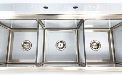 75 ins Stainless Steel 3 Compartment Sink NSF HN-C3T151512-15LR