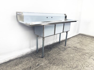75 ins Stainless Steel 3 Compartment Sink NSF HN-C3T151512-15LR