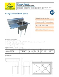 18 ins left one compartment sink NSF HN-C1T181812-18L
