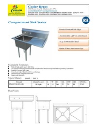 18 ins right one compartment sink NSF HN-C1T181812-18R