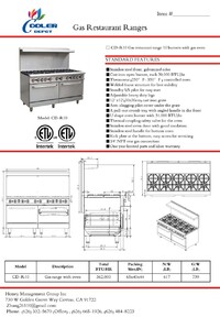 NSF Commercial 10 Burner Double Oven Gas Range CD-R10