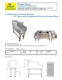 29x 12 ins Bar Stainless Steel Recessed Bar Drainboard CS-W-12