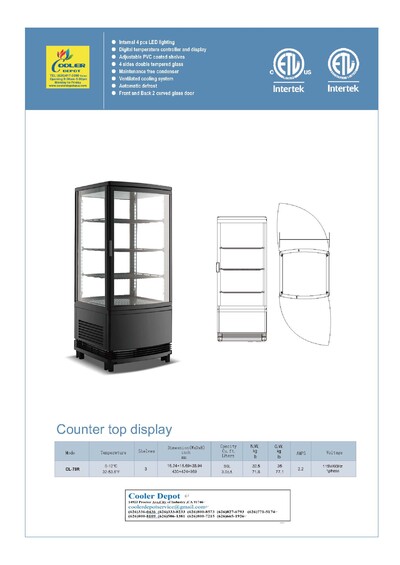 NSF Drink Merchandiser desktop refrigerator display CL-78R Black