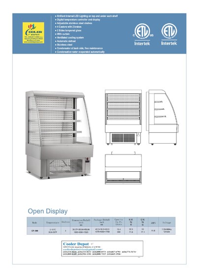 NSF 40 ins open air Merchandiser Grab Go refrigerator CF-380