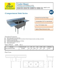 72 ins two compartment sink NSF HN-C2T181812-18LR
