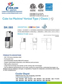 NSF 350 lbs Hotel Ice Maker Dispenser Air Cooled HD-130B+SK-365