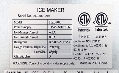 NSF Commercial Ice Cube Maker Machine 198 LBS HZB-90F
