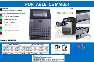 NSF Commercial Ice Cube Maker Machine 198 LBS HZB-90F