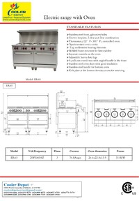 NSF 60"10 Sealed Element Electric Range 208v 3ph ER60