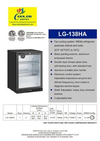 NSF Refrigerated Cabinet back bar cooler LG-138H