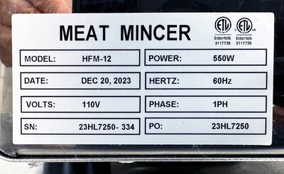 NSF 550W Commercial Stainless Steel Meat Grinder HFM-12