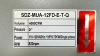 NSF makeup air supply fan for 12 ft Tto 22 ft hood 1HP SDZ12