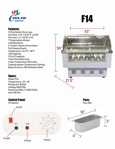 14 pan gelato ice cream freezer BQL-222
